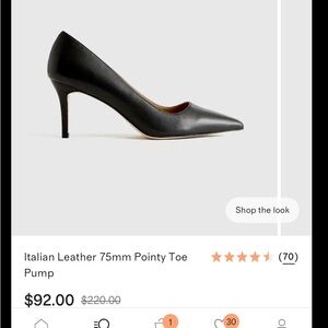 Quince Black Leather Pointed Toe Heels